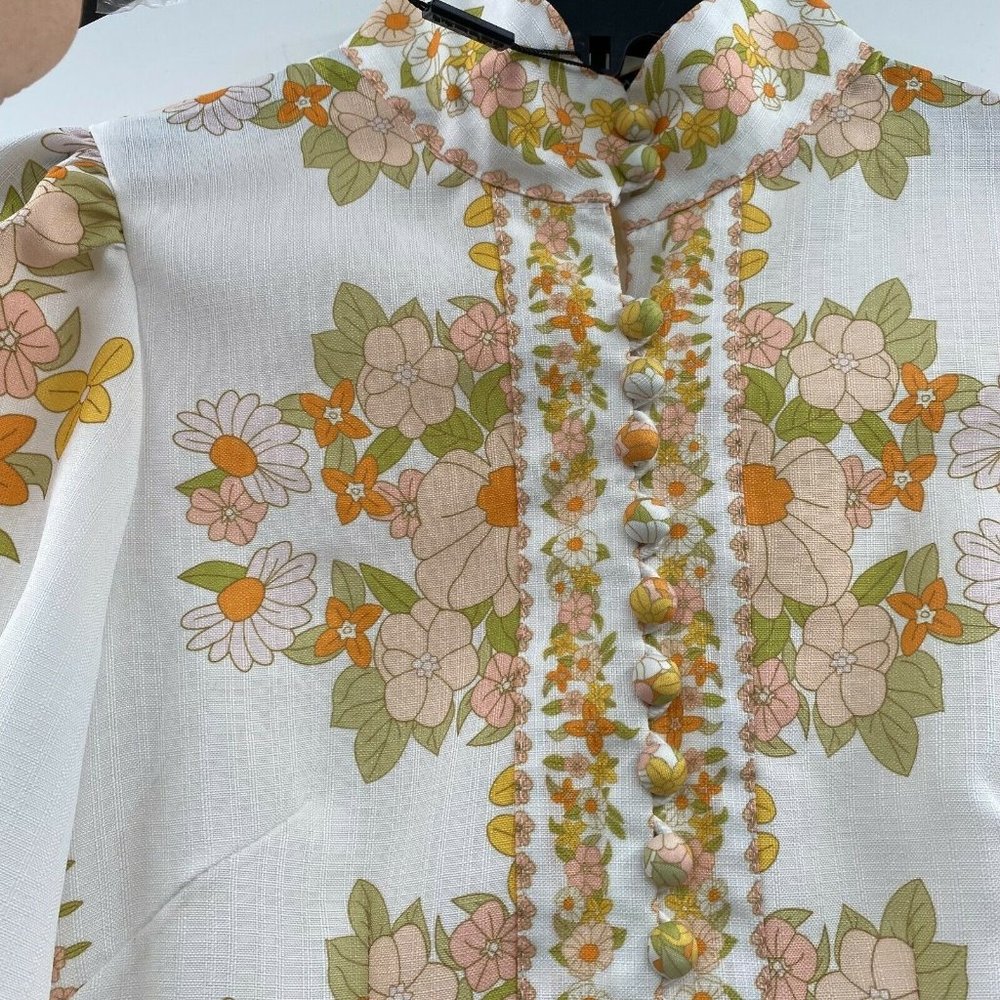Beulah London Leila Floral Retro Dress Belted Button Up Tuckernuck Exclusive S - Picture 5 of 9